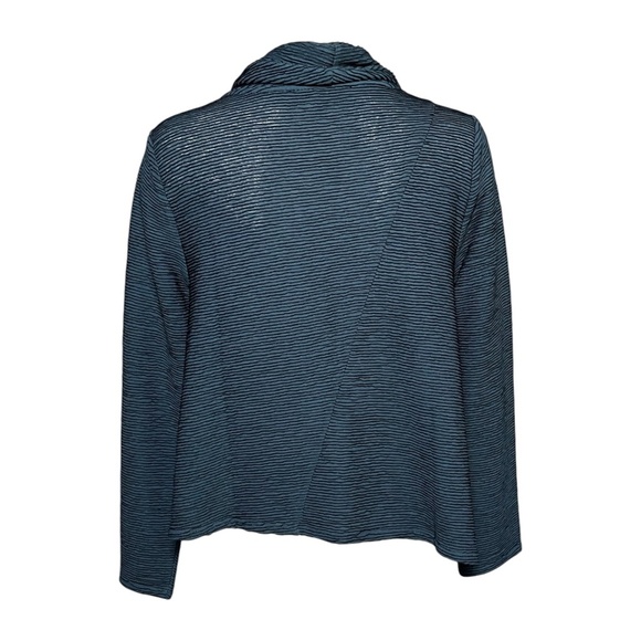 Liv By Habitat Clothes Cowl Neck Blue Textured Artsy Asymmetric Tunic Top Size M - Picture 2 of 6